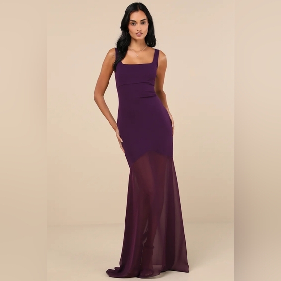 Lulus Sincerely Exemplary Purple Sleeveless Trumpet Hem Maxi Dress Wedding Party - Picture 2 of 8